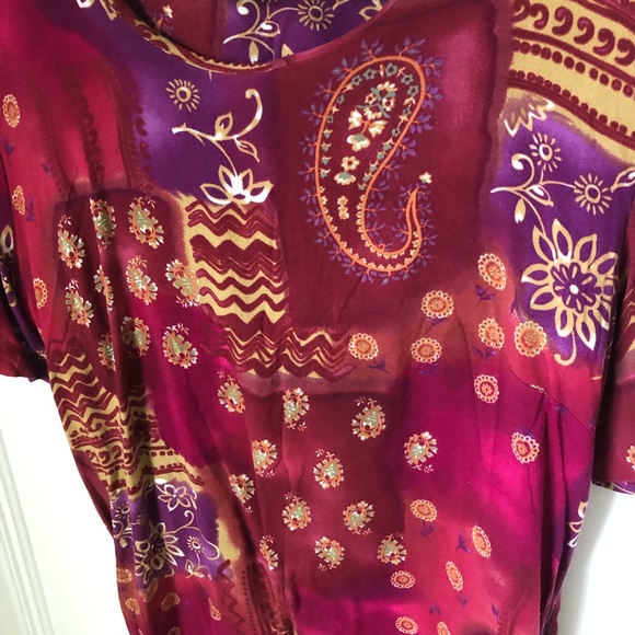 Vintage Vtg Darian Batik Tie Dye Fuchsia Pink Short Sleeve Blouse - Picture 5 of 8